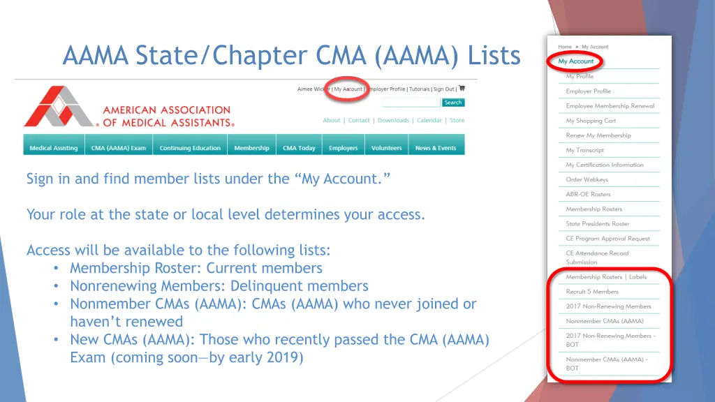 aama state chapter cma aama lists