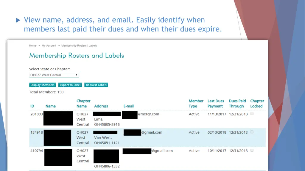 view name address and email easily identify when