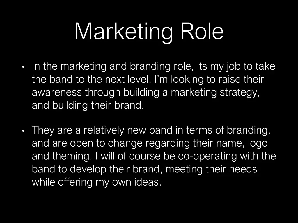 marketing role