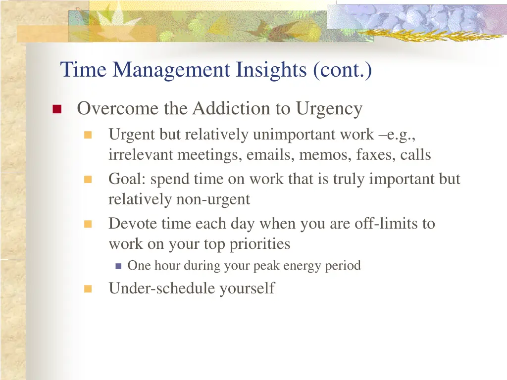 time management insights cont