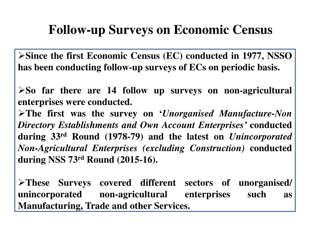 follow up surveys on economic census