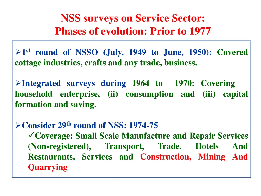nss surveys on service sector phases of evolution 1