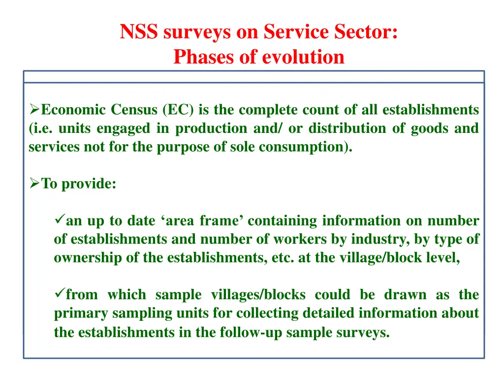 nss surveys on service sector phases of evolution