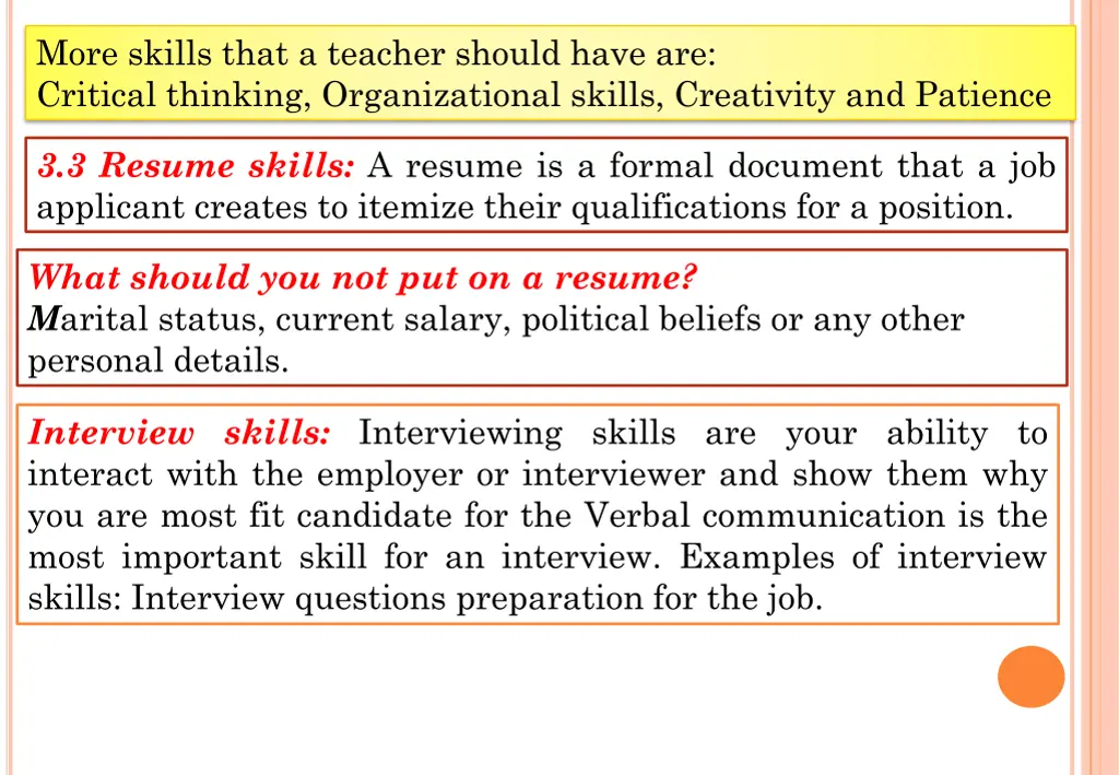 more skills that a teacher should have
