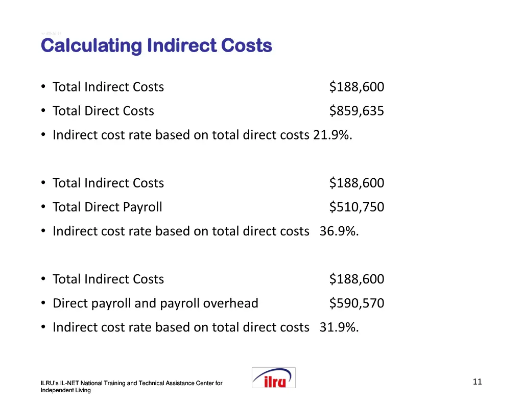 slide slide 11 calculating indirect costs