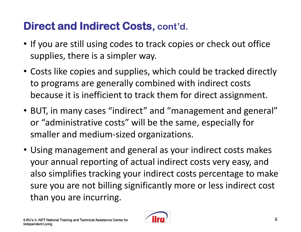 slide slide 6 6 direct and indirect costs direct