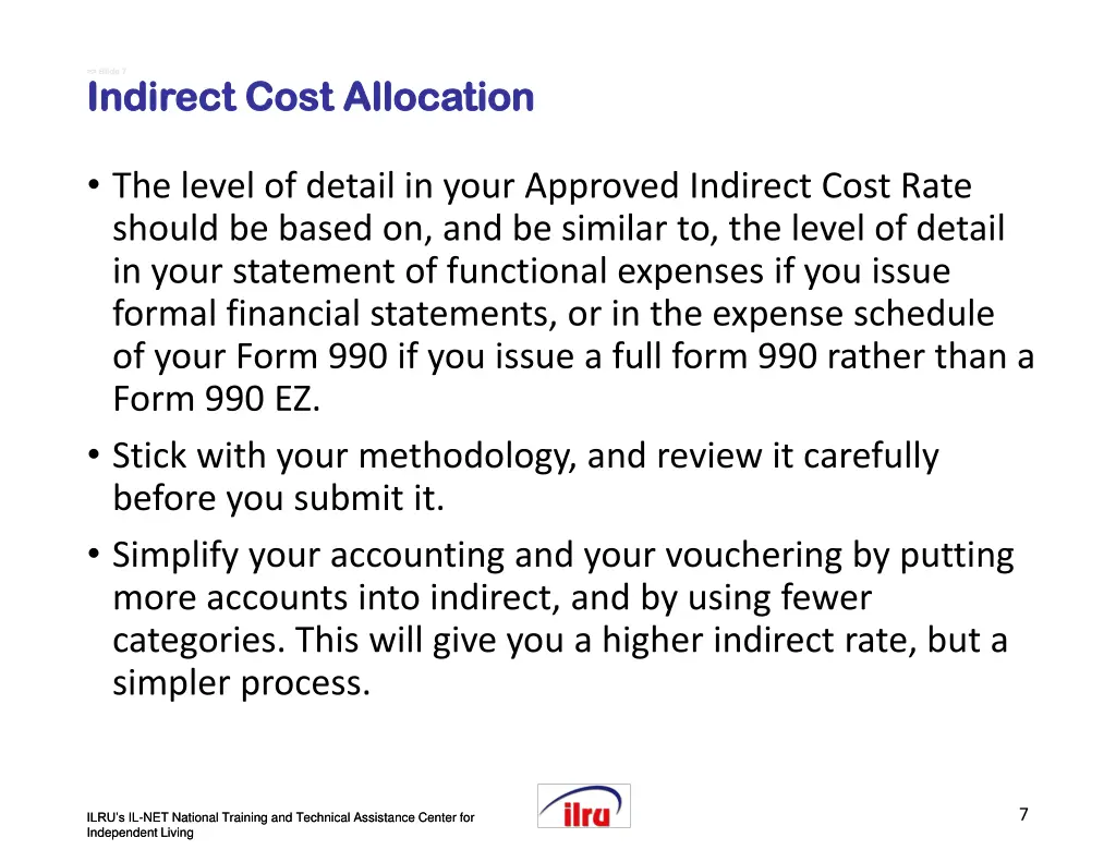 slide slide 7 7 indirect cost allocation indirect