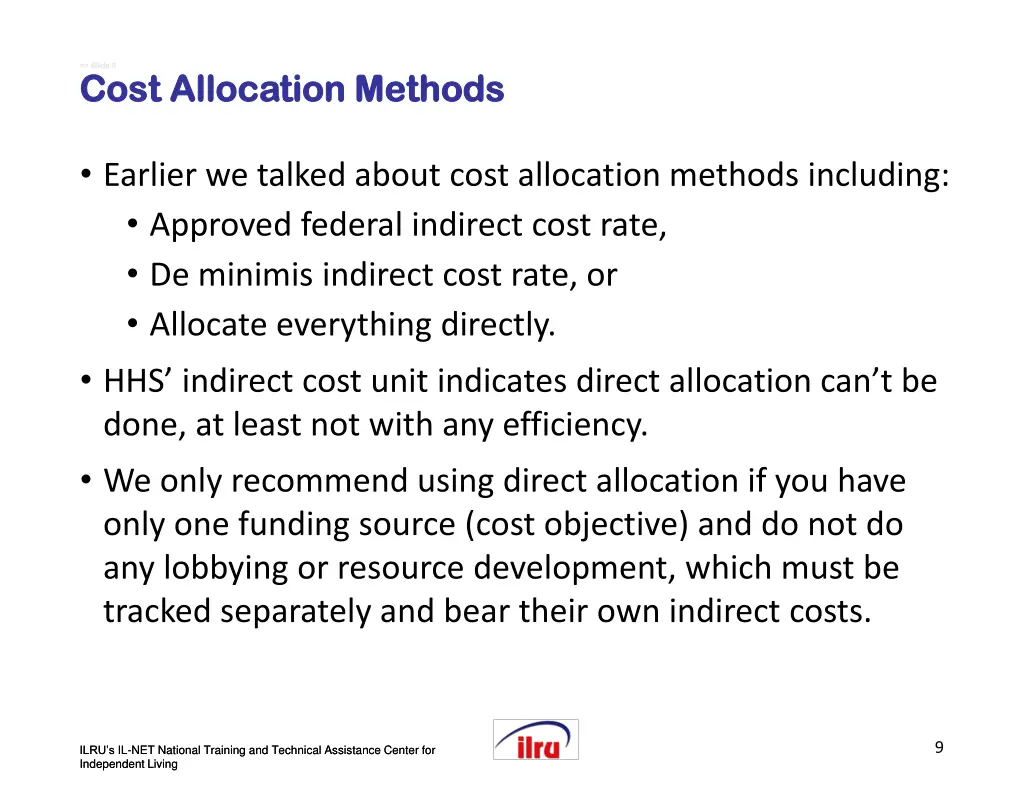 slide slide 9 9 cost allocation methods cost