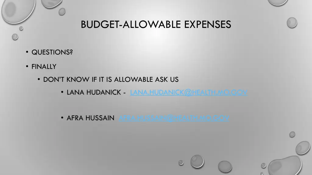 budget allowable expenses 6