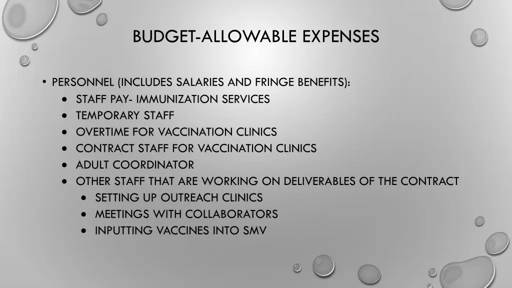 budget allowable expenses