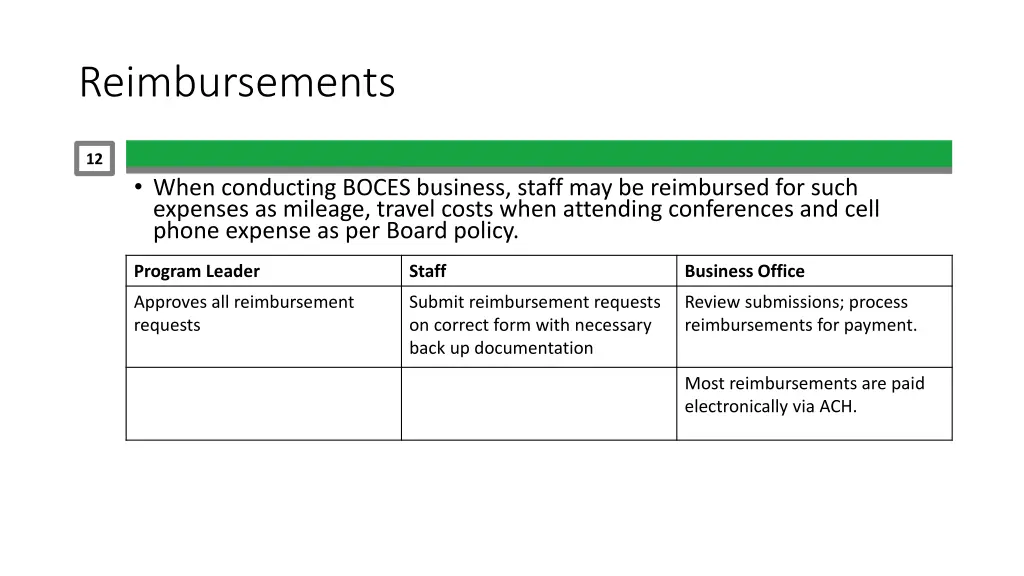 reimbursements