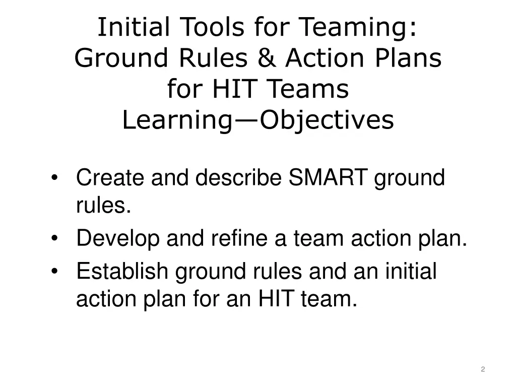 initial tools for teaming ground rules action