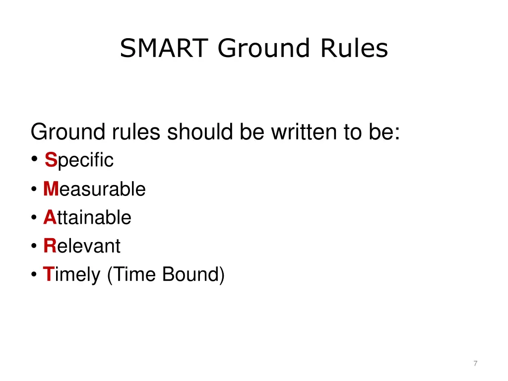 smart ground rules