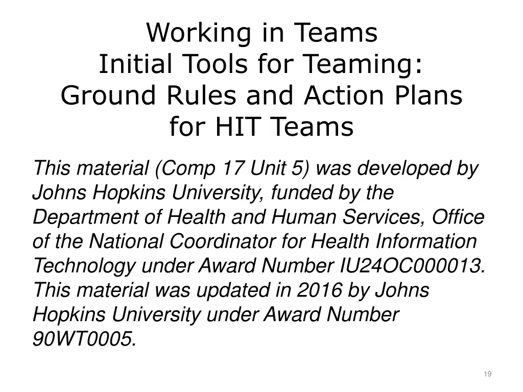 working in teams initial tools for teaming ground