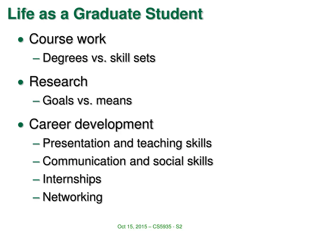 life as a graduate student