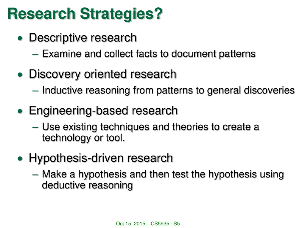 research strategies