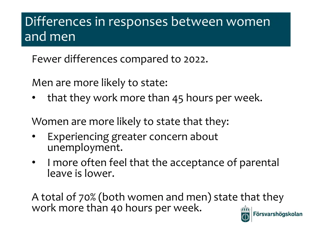 differences in responses between women and men