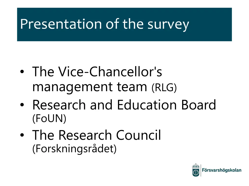 presentation of the survey