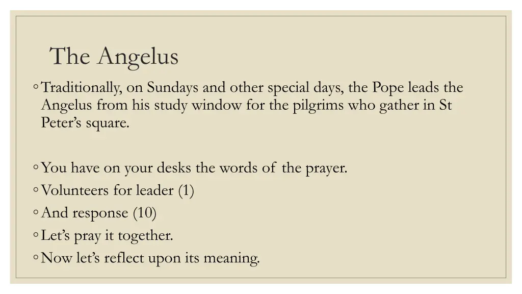 the angelus traditionally on sundays and other