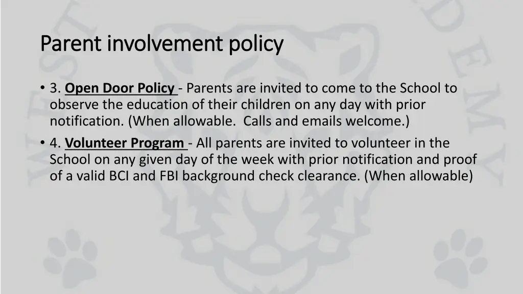 parent involvement policy parent involvement 2