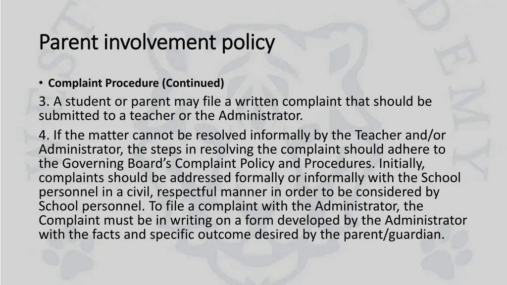 parent involvement policy parent involvement 5