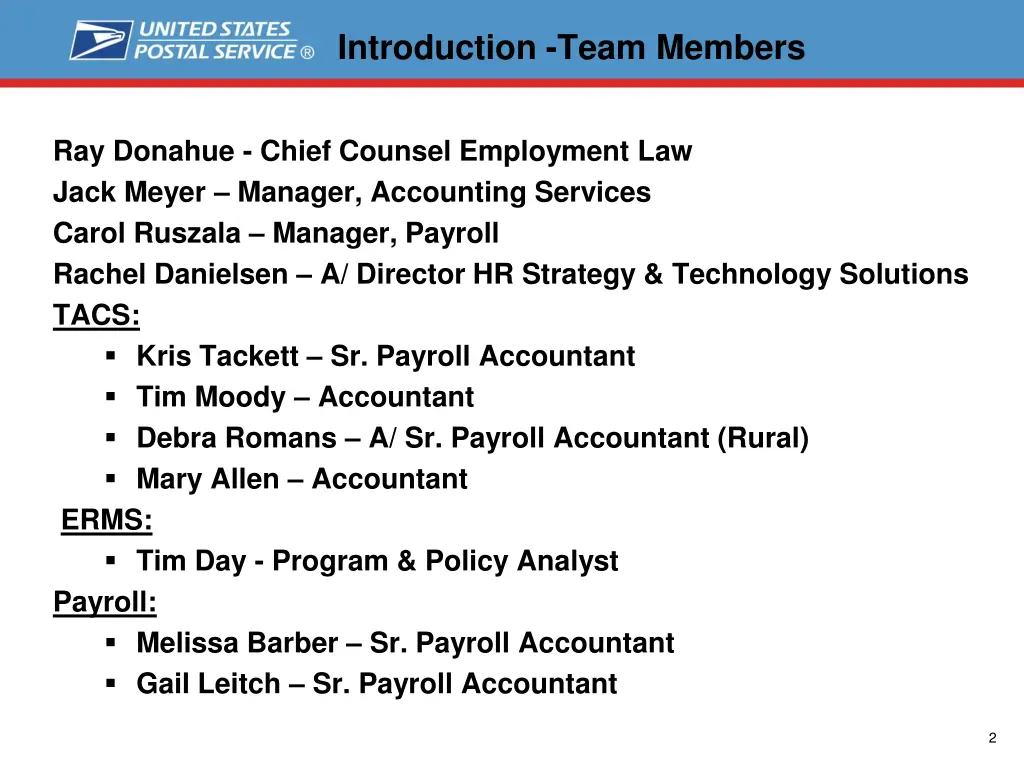 introduction team members