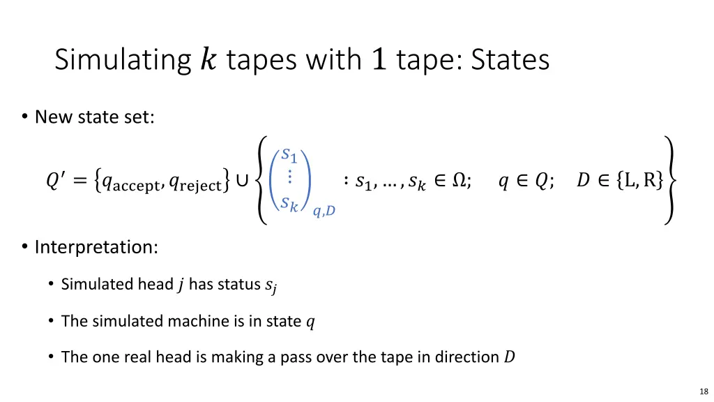 simulating tapes with 1 tape states