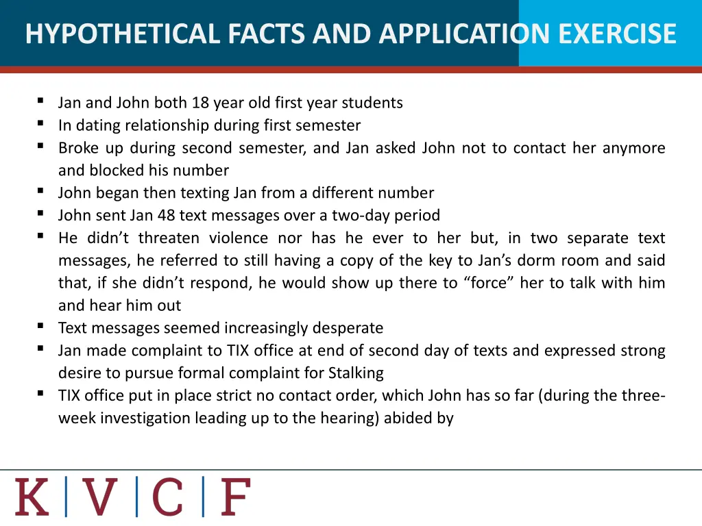 hypothetical facts and application exercise