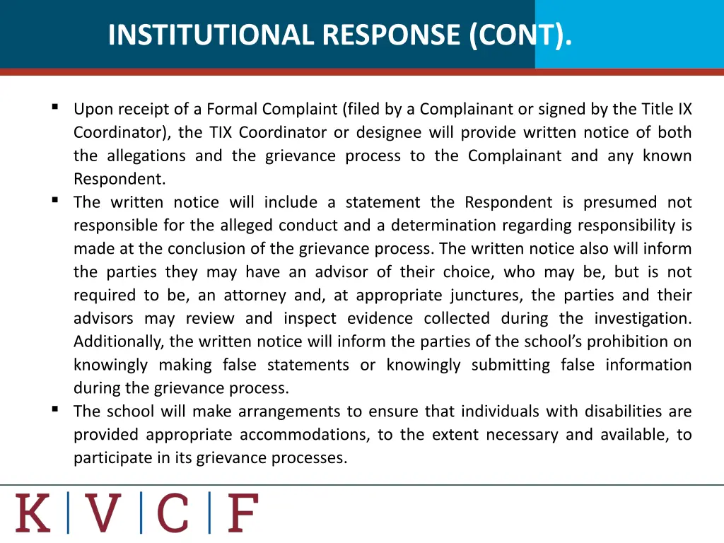 institutional response cont