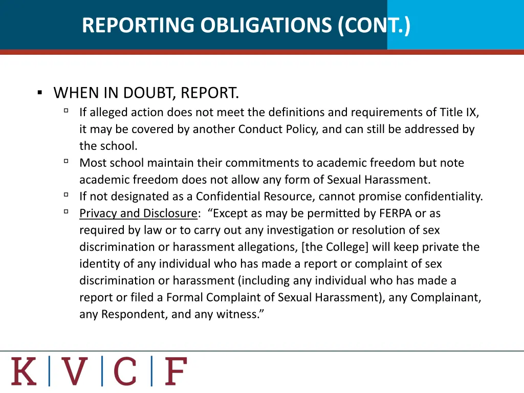 reporting obligations cont