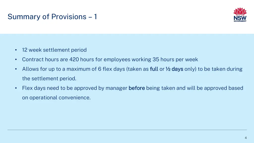 summary of provisions 1