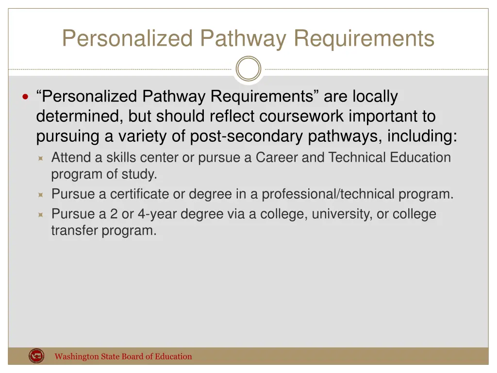 personalized pathway requirements