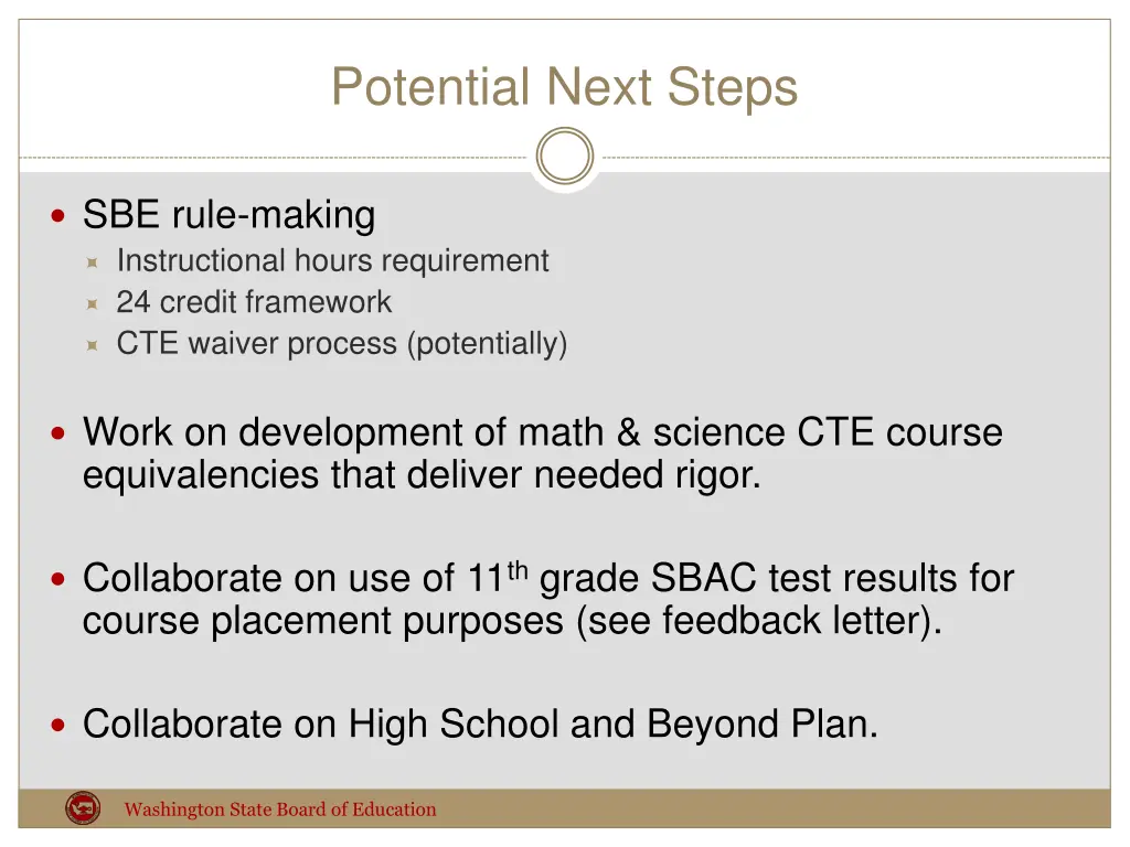 potential next steps