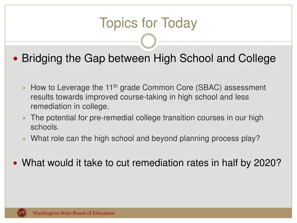 topics for today
