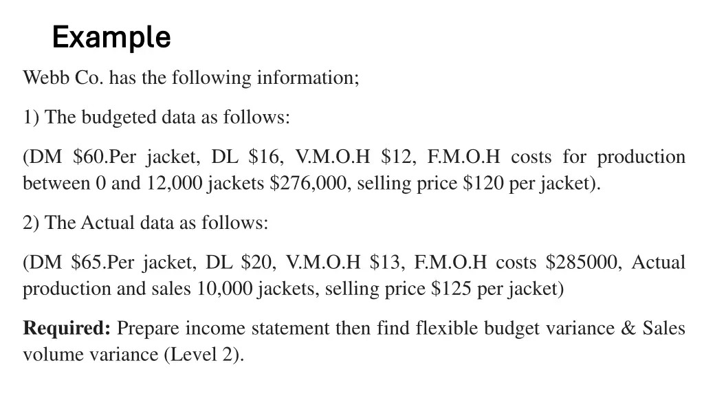 example example webb co has the following