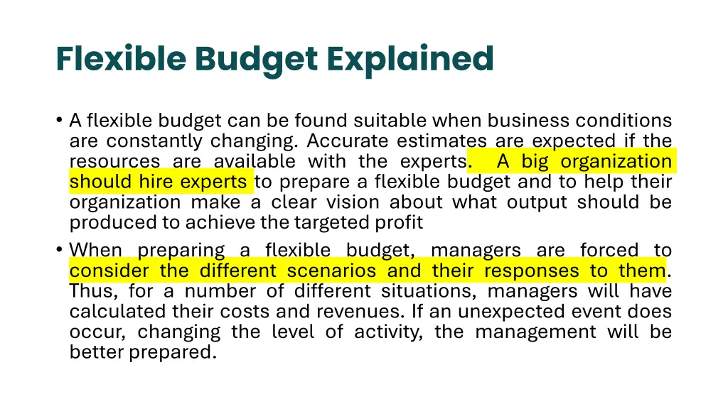 flexible budget explained