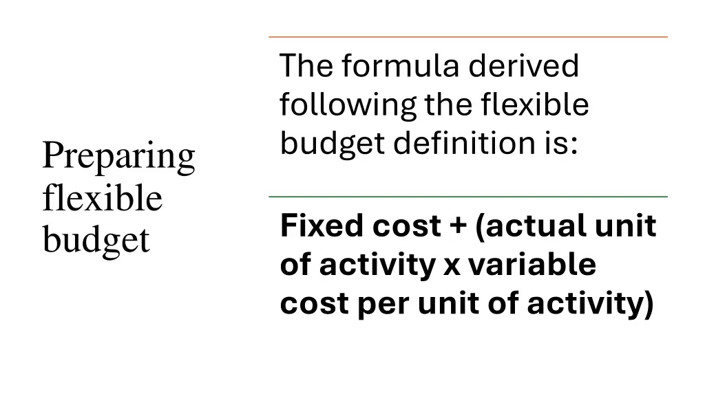 the formula derived following the flexible budget