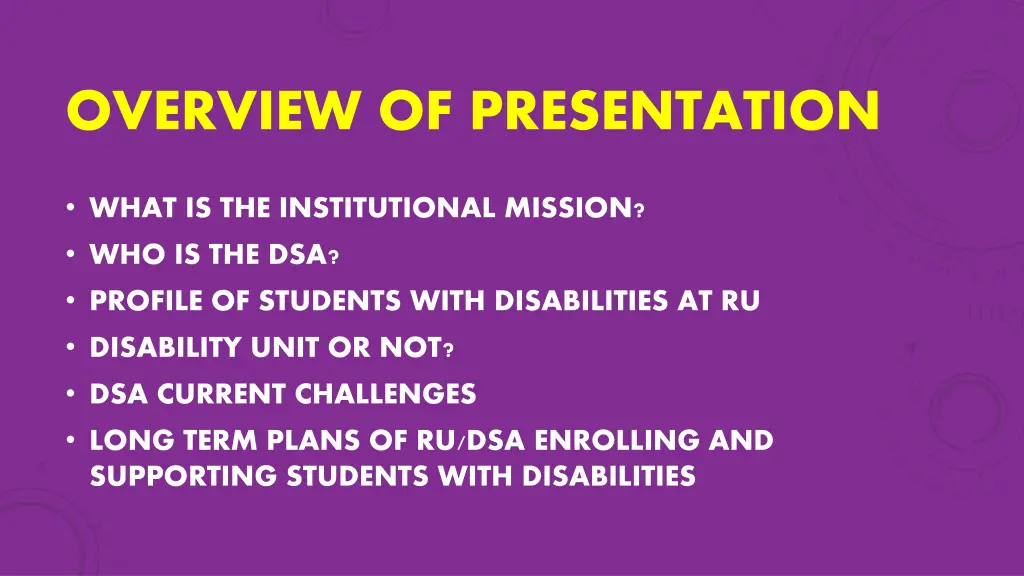 overview of presentation
