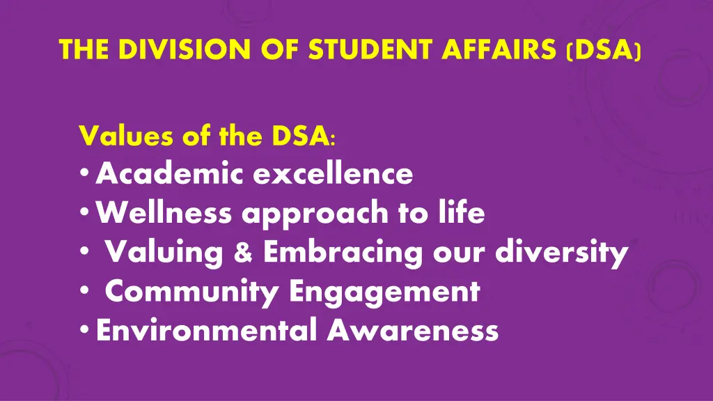 the division of student affairs dsa
