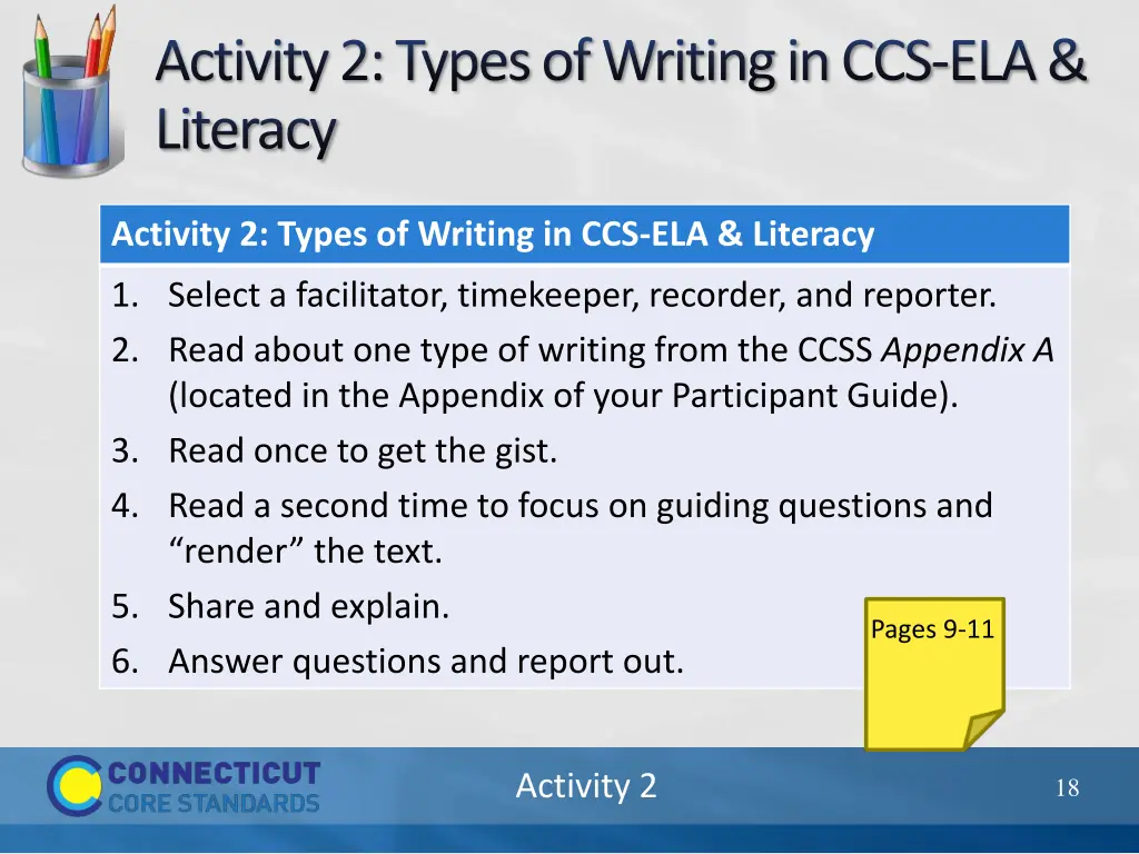 activity 2 types of writing in ccs ela literacy