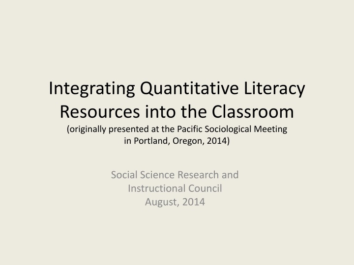 integrating quantitative literacy resources into