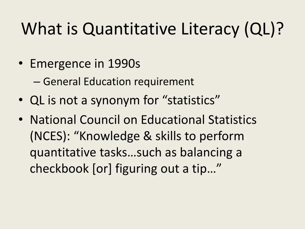 what is quantitative literacy ql
