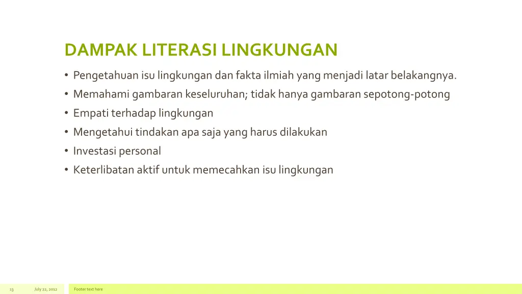 dampak literasi lingkungan