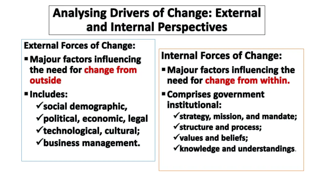analysing drivers of change external and internal