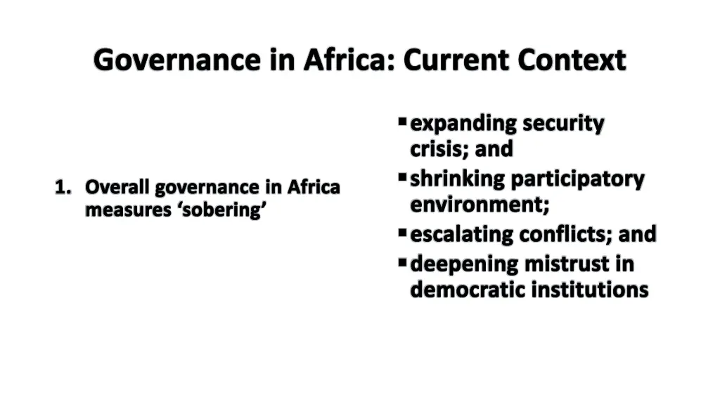 governance in africa current context