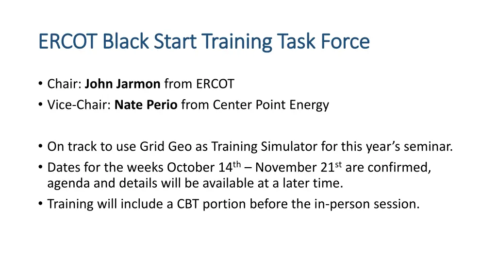 ercot black start training task force ercot black