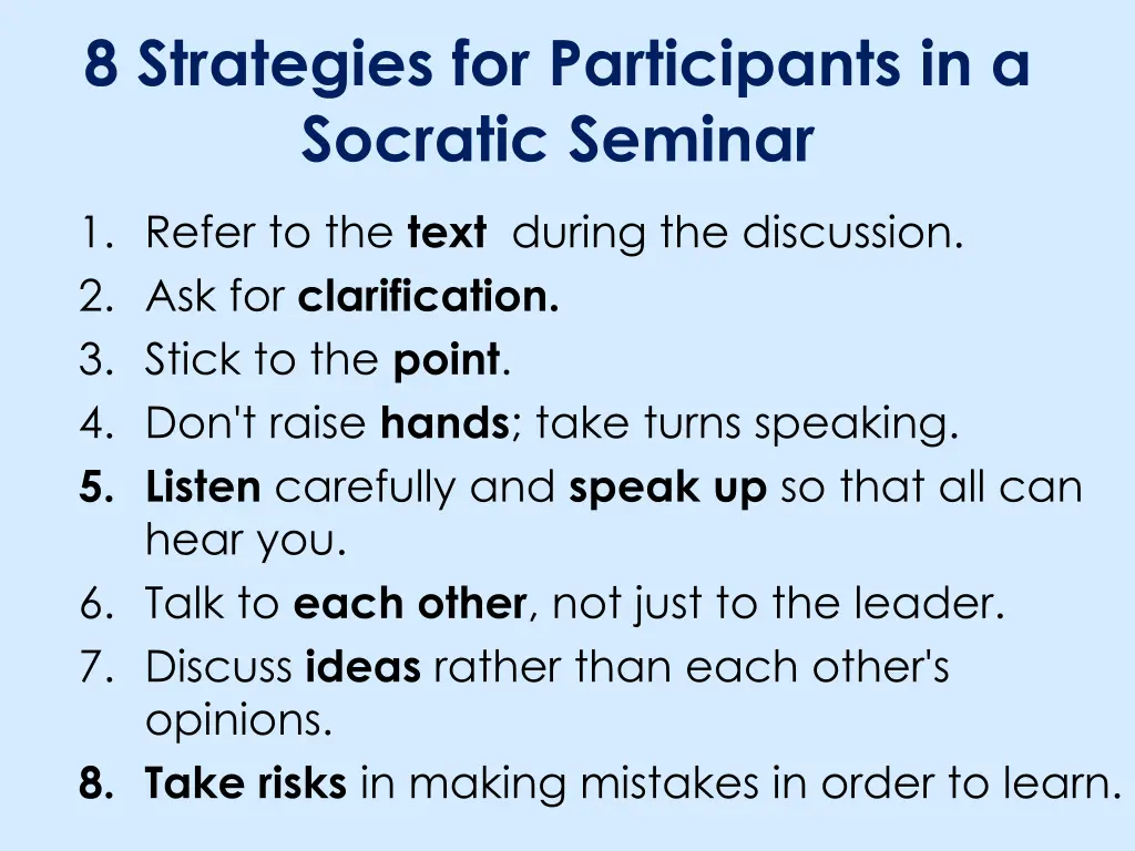 8 strategies for participants in a socratic