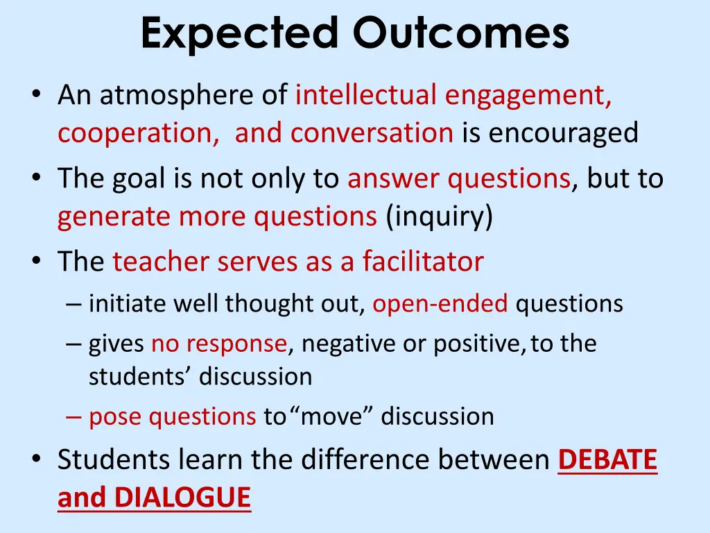 expected outcomes