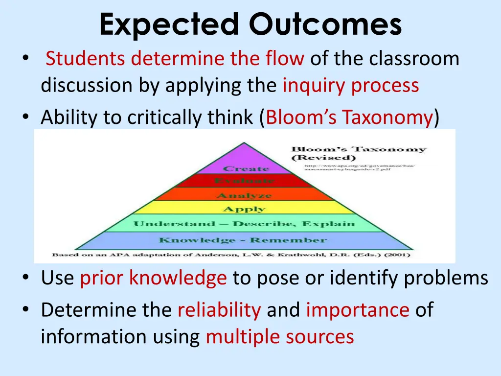 expected outcomes students determine the flow