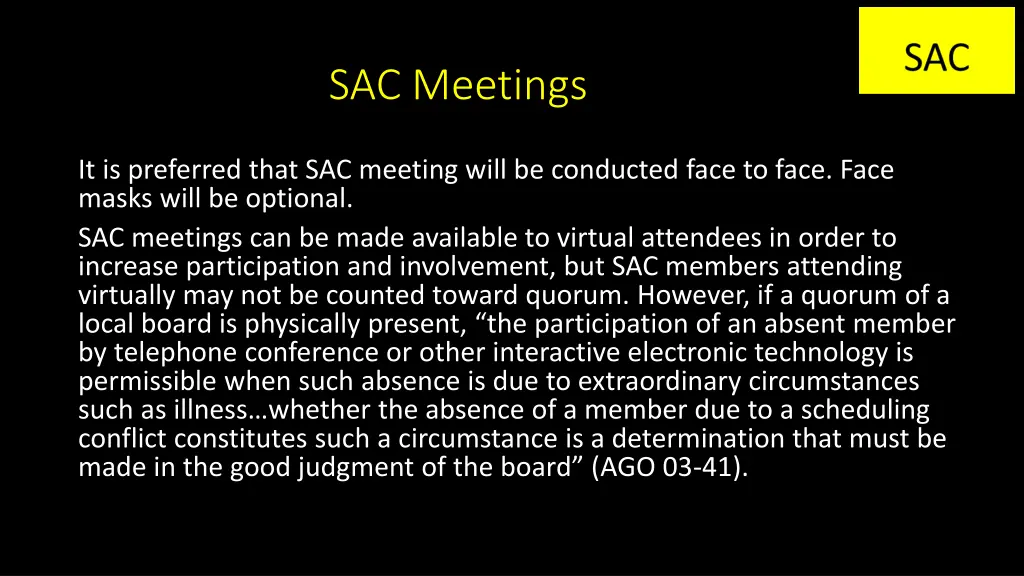 sac meetings